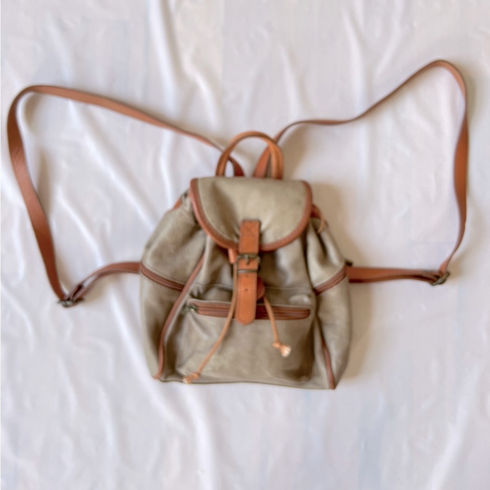 leather mini Tan Backpack made in Italy brown trim Grunge women girls